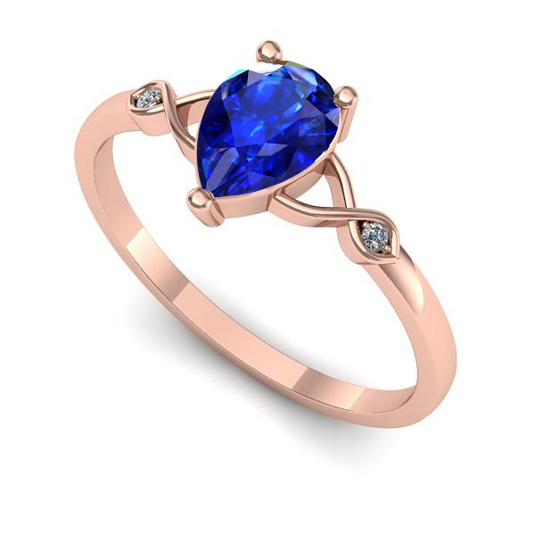 Inel din aur roz cu safir