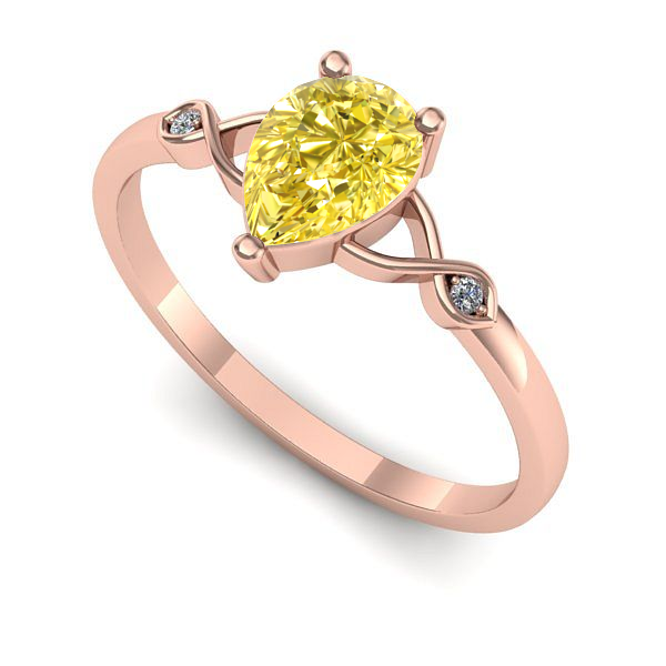 Inel din aur roz cu safir galben