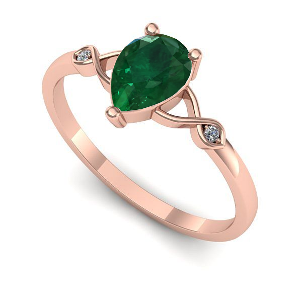 Inel din aur roz cu smarald