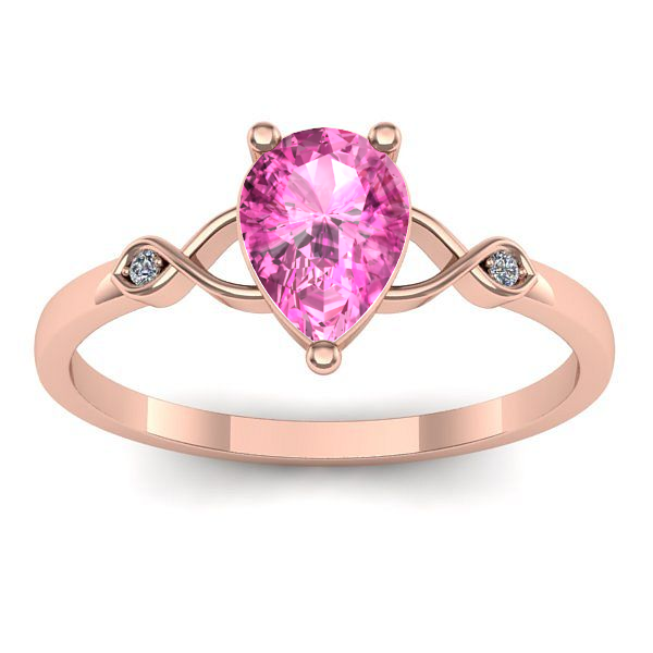 Inel cu safir roz lacrima