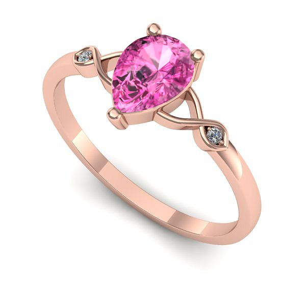 Inel din aur roz cu safir roz
