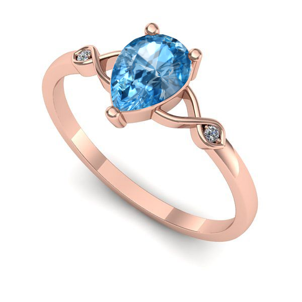 Inel logodna din aur roz cu topaz blue