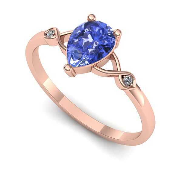 Inel logodna din aur roz cu tanzanit