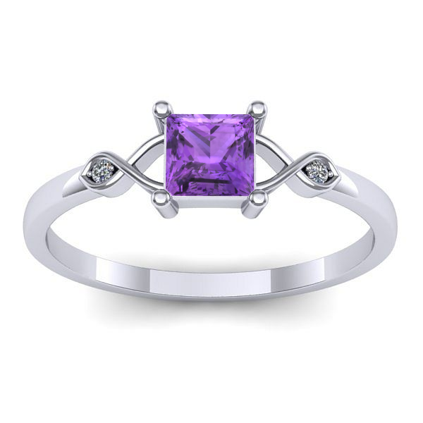 Inel de logodna cu ametist patrat