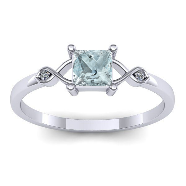 Inel cu aquamarin patrat