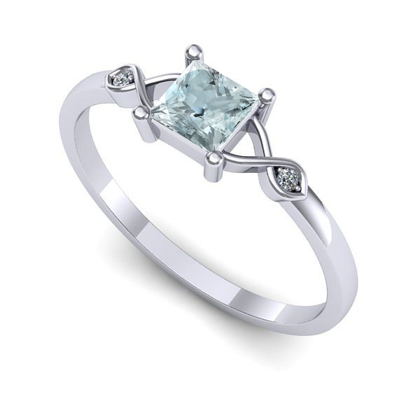 Inel de logodna din aur alb cu aquamarin