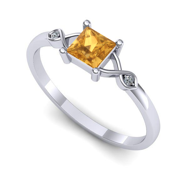 Inel din aur alb cu citrin