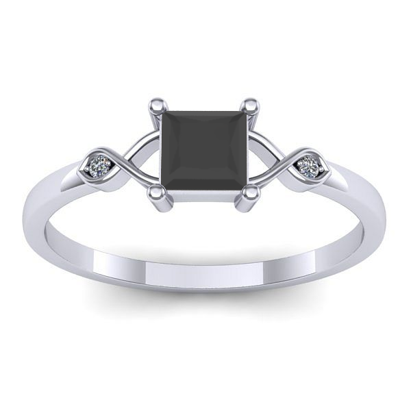 Inel cu diamant negru patrat