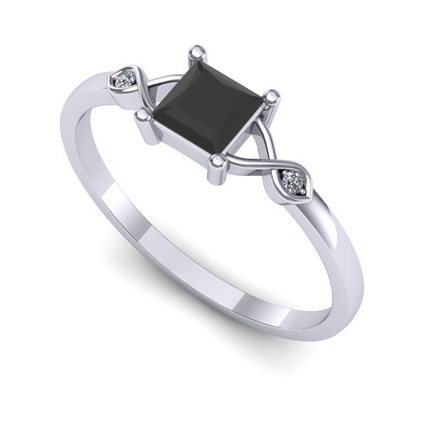 Inel logodna din aur alb cu diamant negru