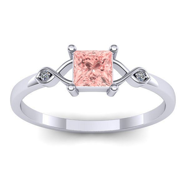 Inel cu diamant de laborator roz patrat