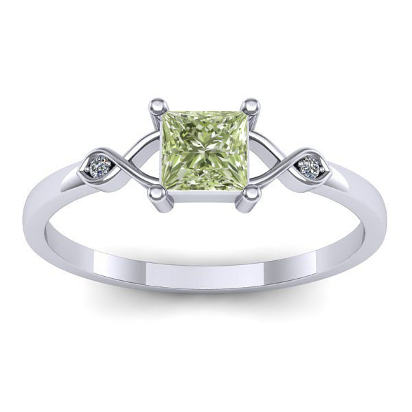 Inel cu diamant de laborator verde patrat