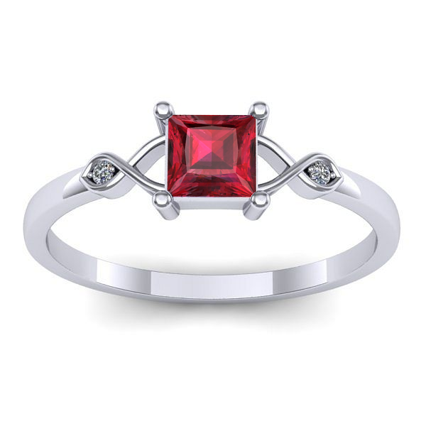 Inel cu rubin patrat