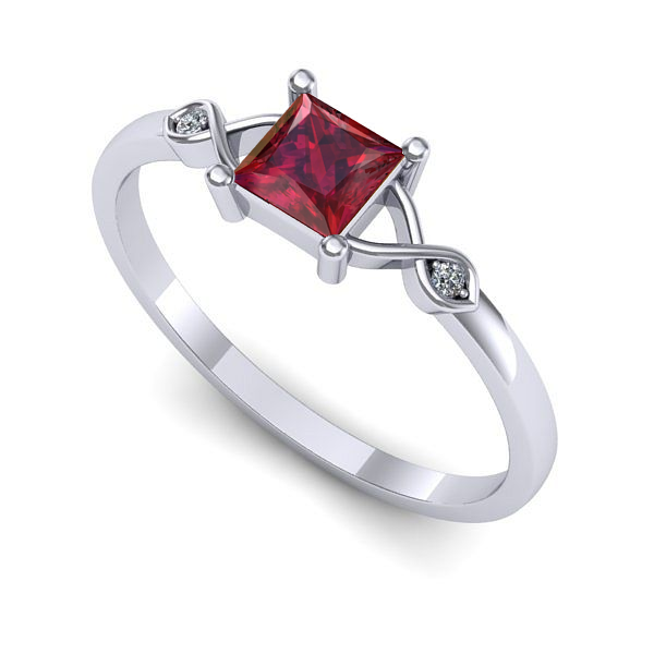 Inel de logodna din aur alb cu rubin