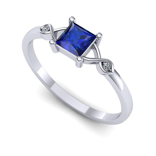 Inel de logodna din aur alb cu safir