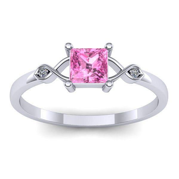 Inel logodna cu safir roz patrat