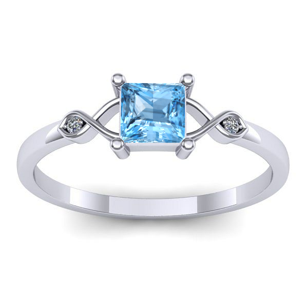 Inel logodna cu topaz blue patrat