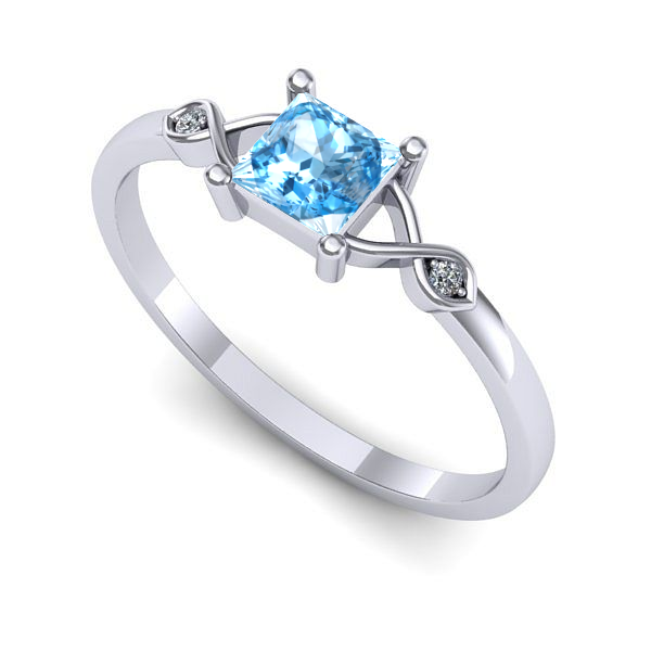 Inel din aur alb cu topaz blue