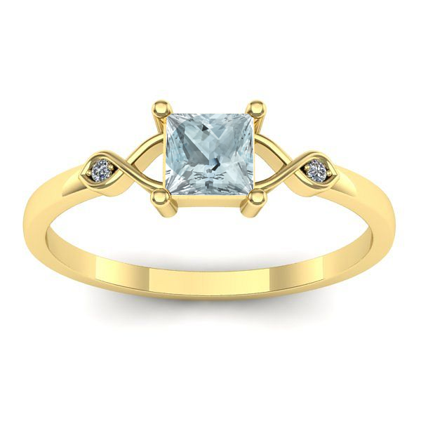 Inel cu aquamarin patrat