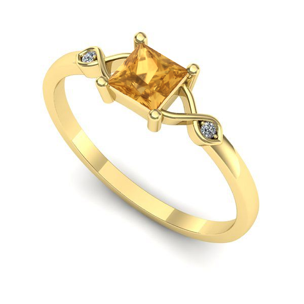 Inel din aur galben cu citrin