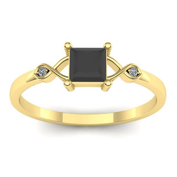 Inel de logodna cu diamant negru patrat