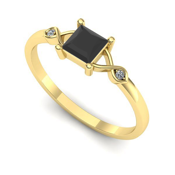 Inel din aur galben cu diamant negru