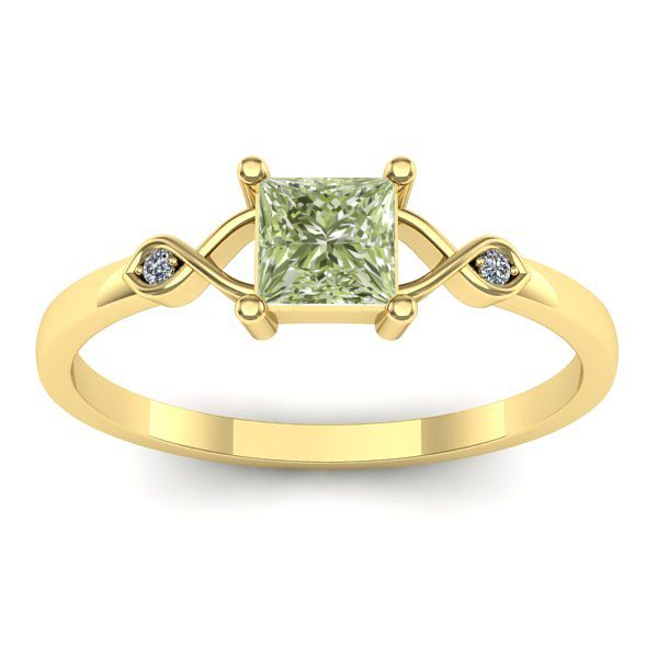 Inel cu diamant de laborator verde patrat