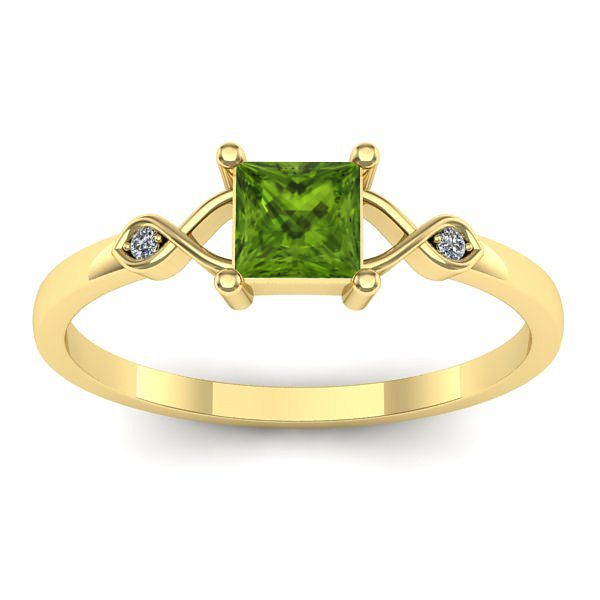 Inel cu peridot patrat