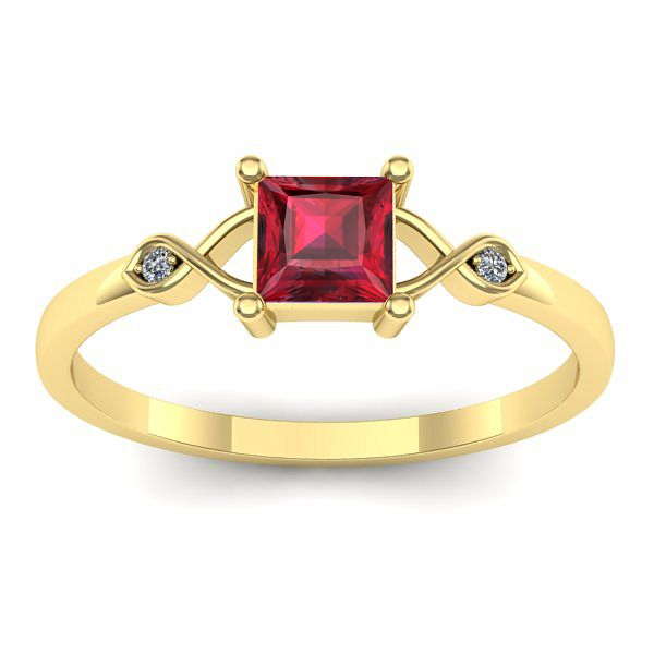 Inel logodna cu rubin patrat