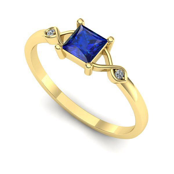 Inel logodna din aur galben cu safir