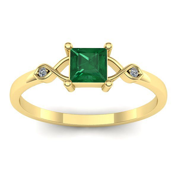 Inel cu smarald patrat