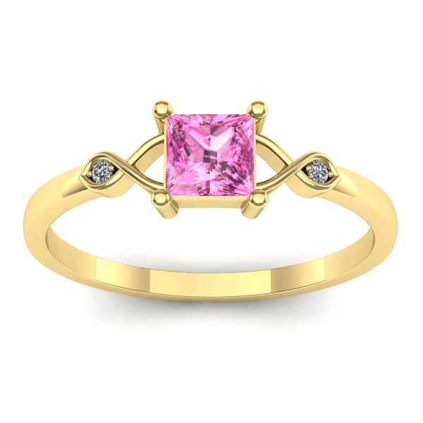 Inel logodna cu safir roz patrat