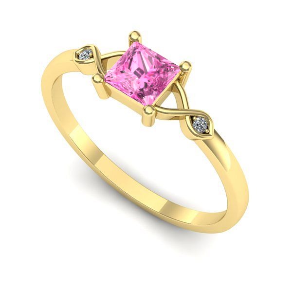 Inel din aur galben cu safir roz