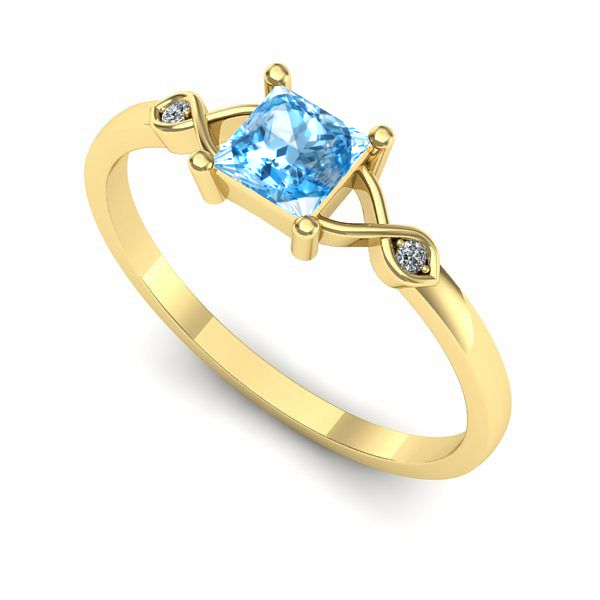 Inel din aur galben cu topaz blue