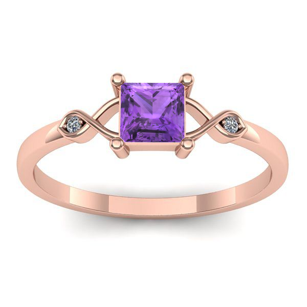 Inel logodna cu ametist patrat