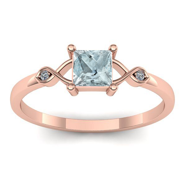 Inel cu aquamarin patrat