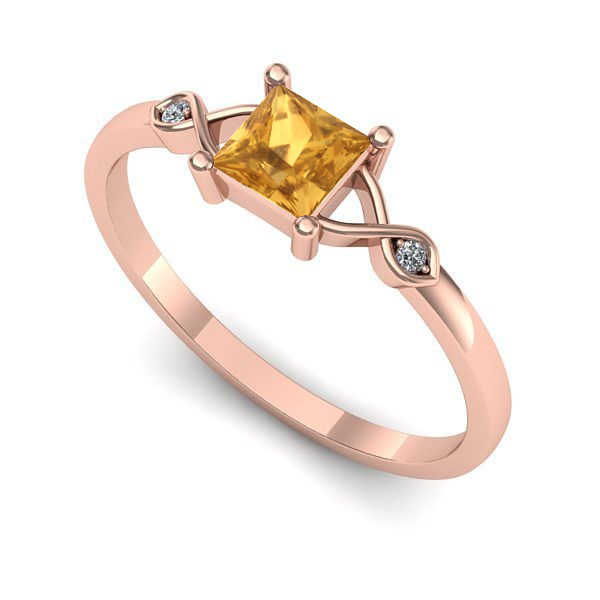 Inel logodna din aur roz cu citrin