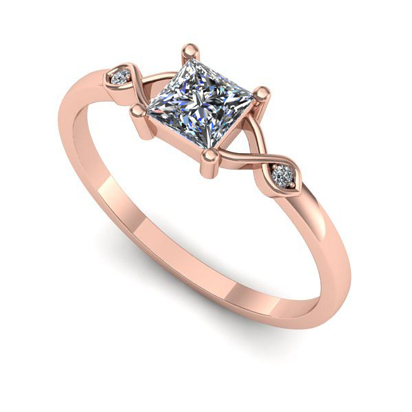 Inel logodna din aur roz cu diamant