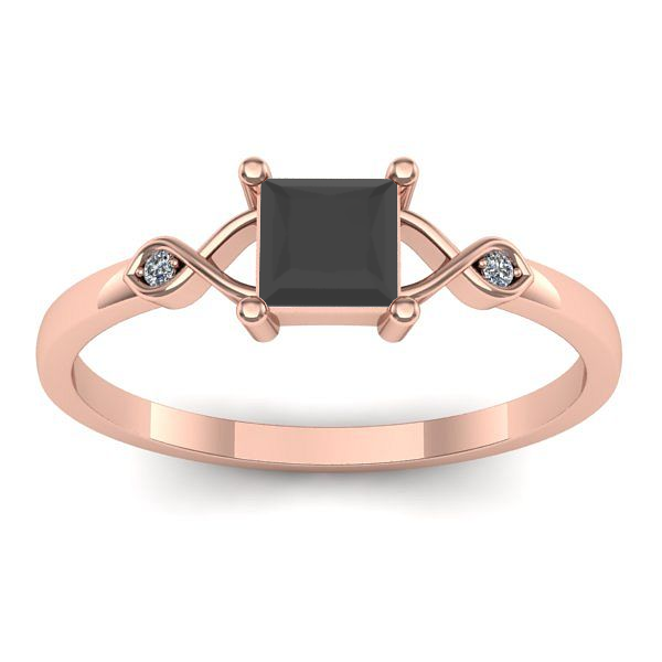 Inel logodna cu diamant negru patrat