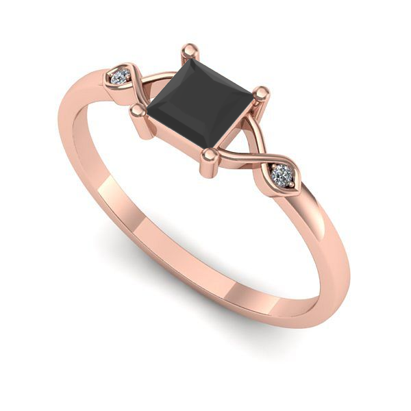 Inel de logodna din aur roz cu diamant negru