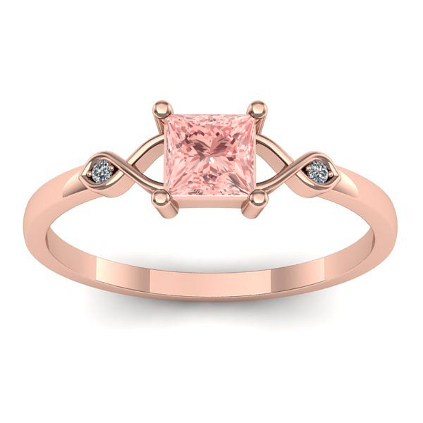 Inel de logodna cu diamant de laborator roz patrat