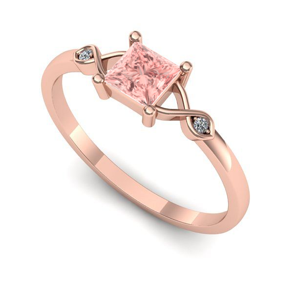Inel de logodna din aur roz cu diamant de laborator roz