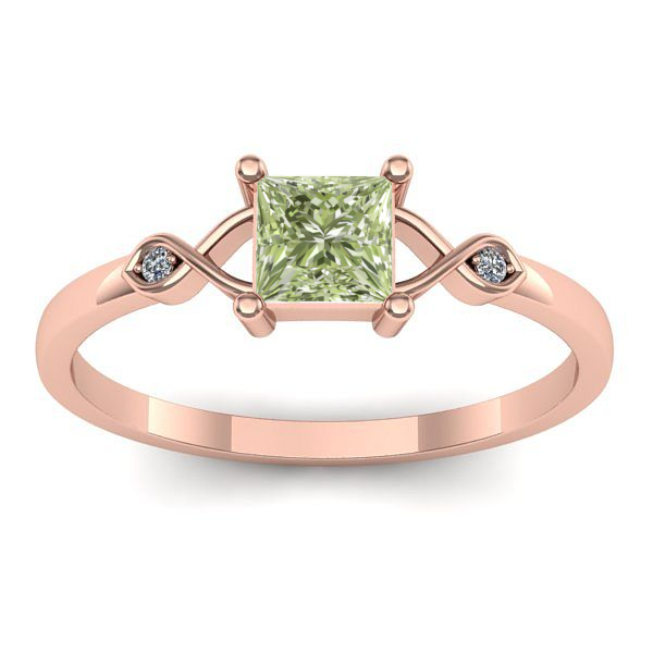 Inel de logodna cu diamant de laborator verde patrat