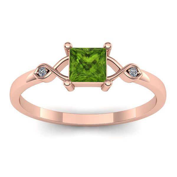 Inel cu peridot patrat