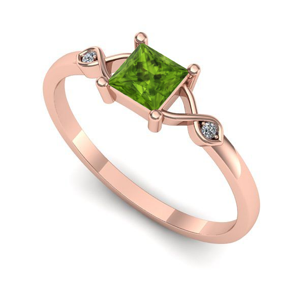 Inel de logodna din aur roz cu peridot