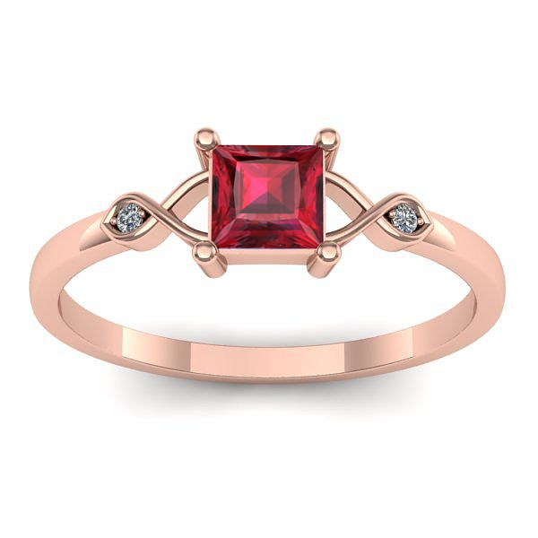 Inel de logodna cu rubin patrat