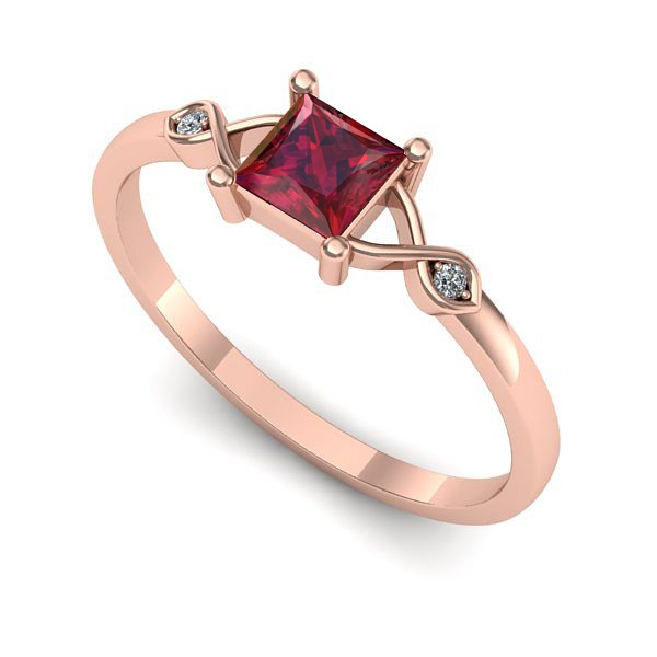 Inel logodna din aur roz cu rubin