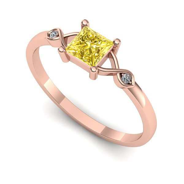 Inel logodna din aur roz cu safir galben