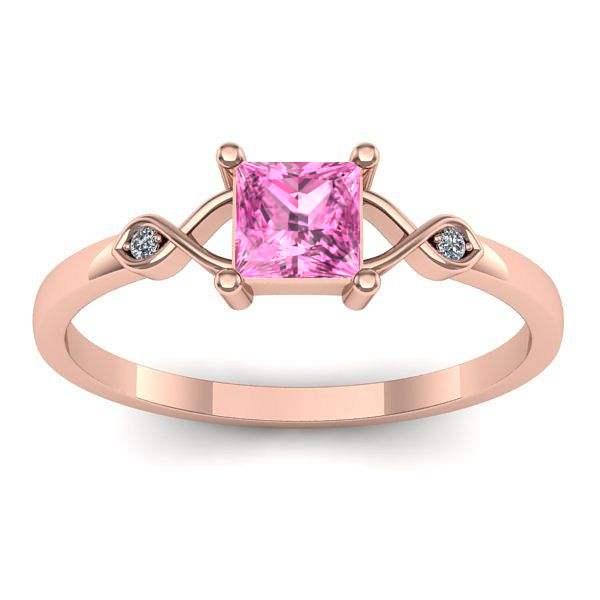 Inel logodna cu safir roz patrat
