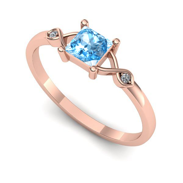 Inel logodna din aur roz cu topaz blue