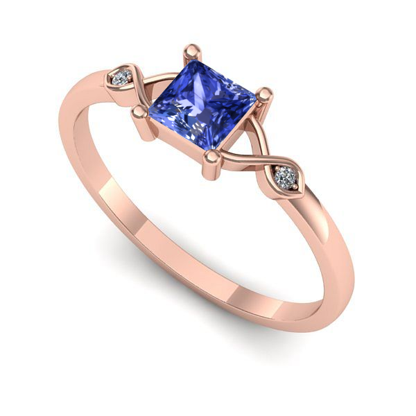 Inel logodna din aur roz cu tanzanit